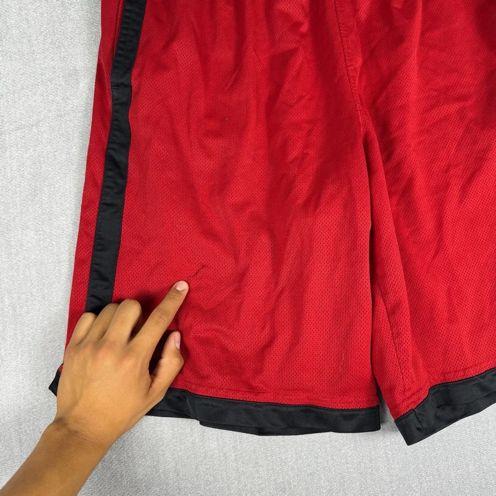 Nike Basketball Mesh Side Stripe Athletic Shorts Mens Large Red Polyester